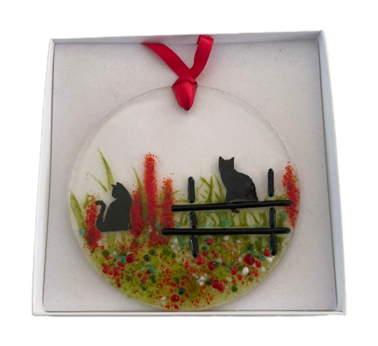 Fused Glass Cat Suncatcher