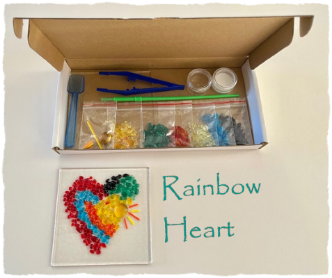 Fused Glass Craft Box - Rainbow Heart Suncatcher