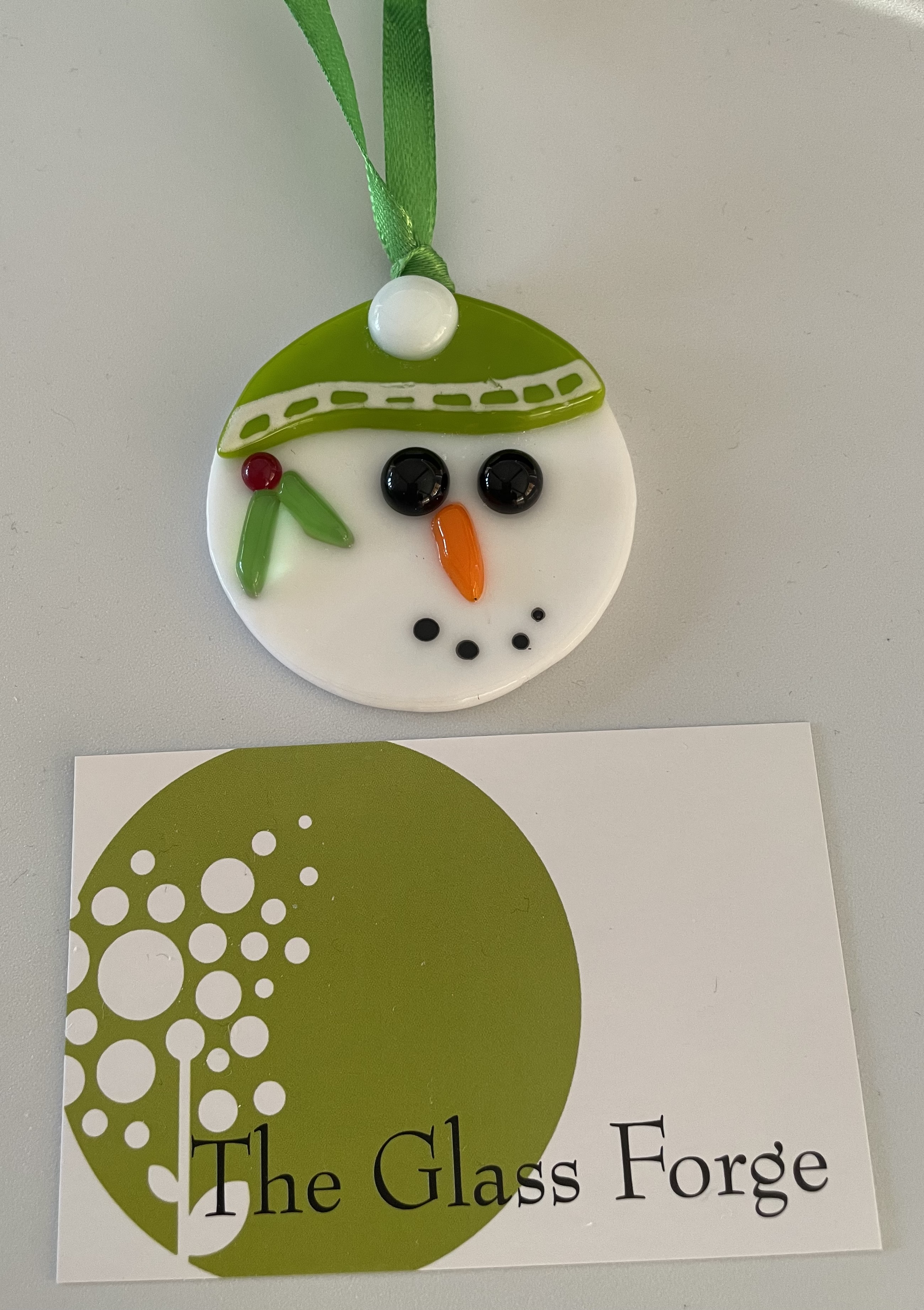Fused Glass Snowman Christmas Dec