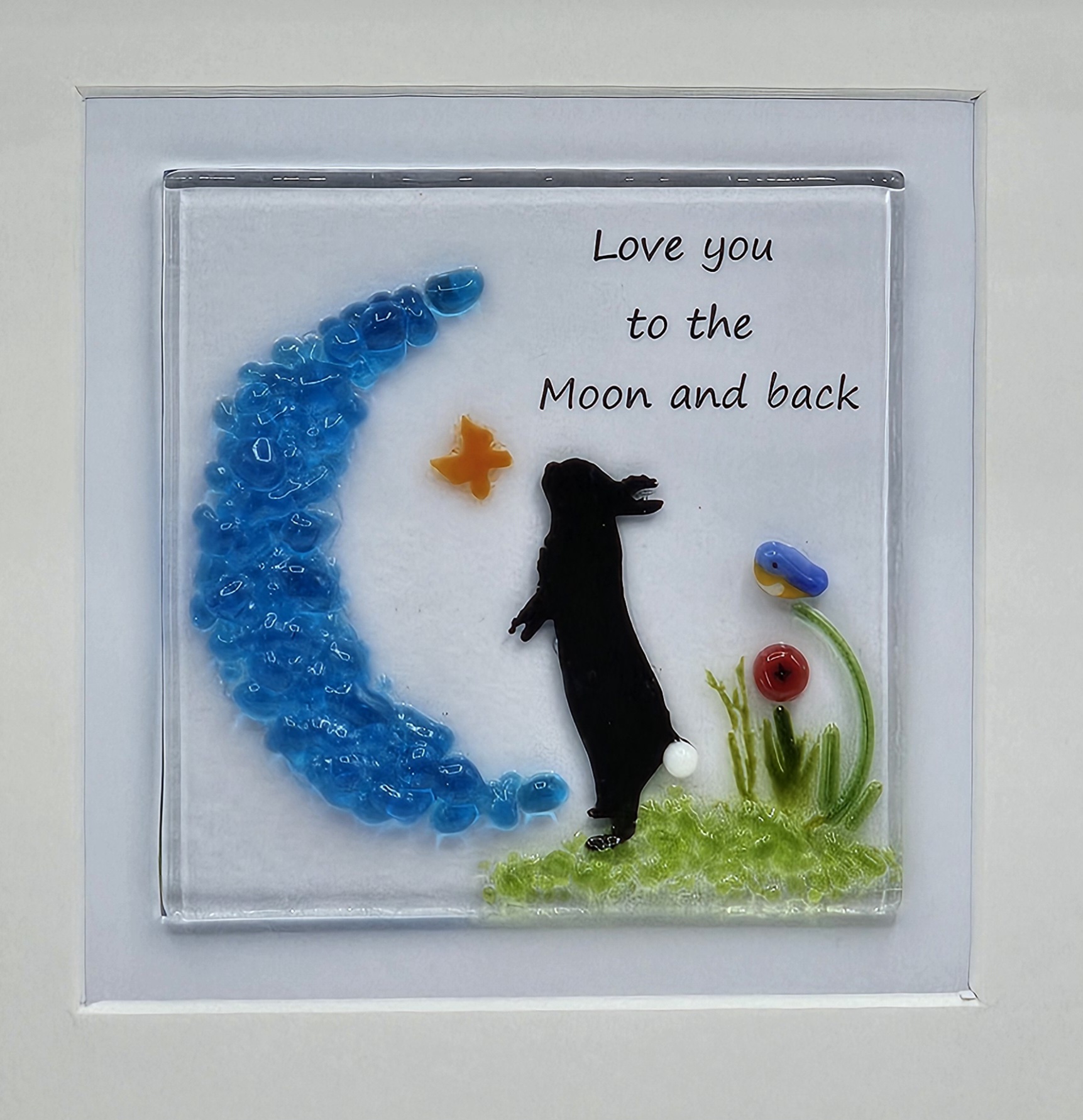 Fused glass picture love you to the moon and back